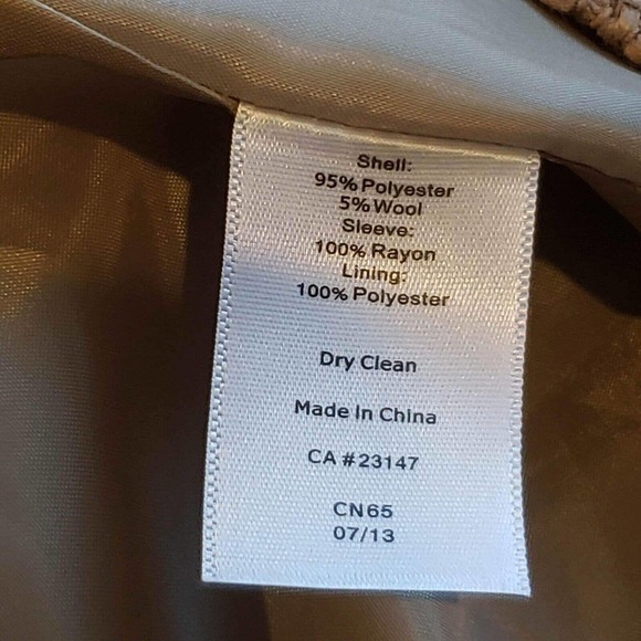 Talbots Blazer Jacket Womens 4 Wool Faux Leather Accents Tan Black Crop - Picture 7 of 8